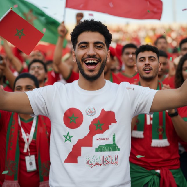 Morocco Map & Flag Sticker T-Shirt (Creator Uploaded)
