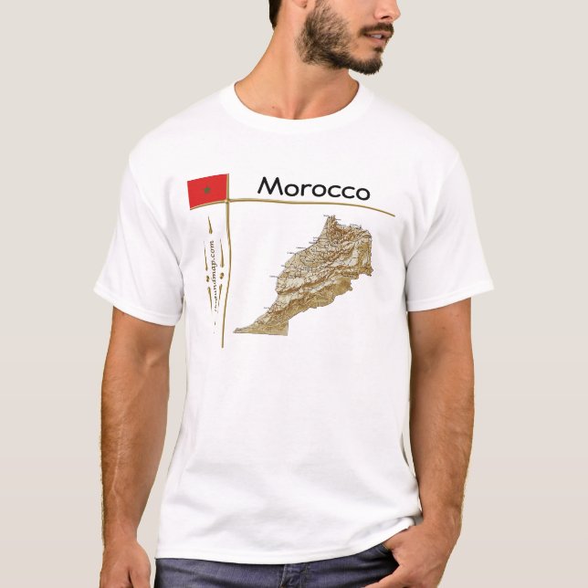 Morocco Map + Flag + Title T-Shirt (Front)