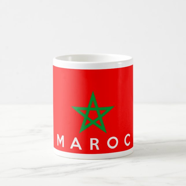 morocco maroc flag country french text name coffee mug (Center)