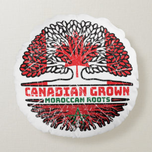 Morocco Moroccan Canadian Canada Tree Roots Flag Round Cushion