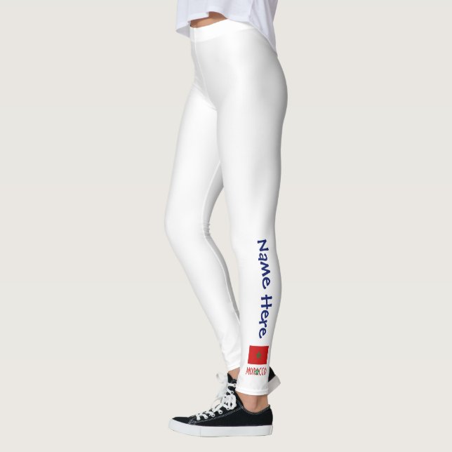 Morocco Moroccan Flag Personalised Name  Leggings (Left)