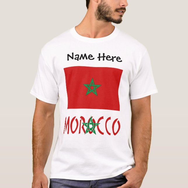 Morocco Moroccan Flag Personalised Name  T-Shirt (Front)