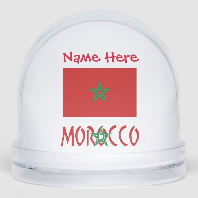 Morocco Moroccan Flag Red Personalised Name Snowglobe (Front)