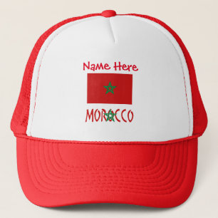 Morocco Moroccan Flag Red Personalised Name Trucker Hat
