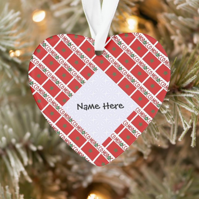 Morocco Moroccan Flag Tiled Personalised Name  Ornament (Tree)