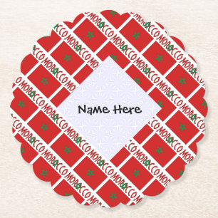 Morocco Moroccan Flag Tiled Personalised Name Paper Coaster