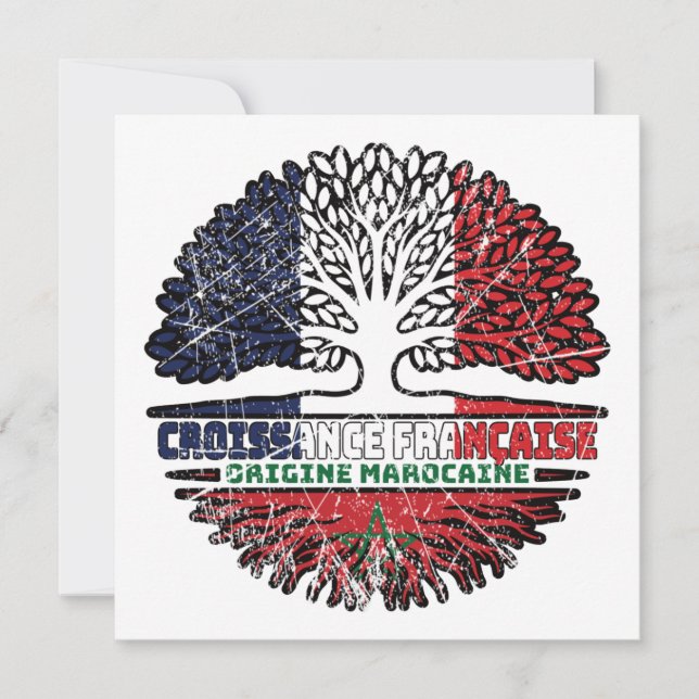 Morocco Moroccan French France Tree Roots Flag Card (Front)