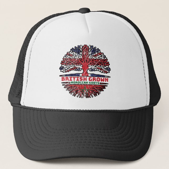 Morocco Moroccan Uk United Kingdom British Tree Trucker Hat (Front)