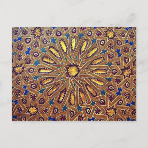 morocco mosaic islam decoration geometry arab postcard