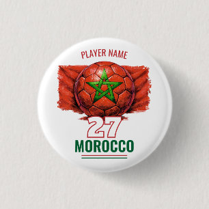 Morocco National Football Flag Heritage Soccer 3 Cm Round Badge