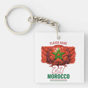 Morocco National Football Flag Heritage Soccer Key Ring
