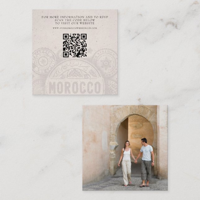 Morocco Passport Wedding QR Enclosure Card (Front/Back)