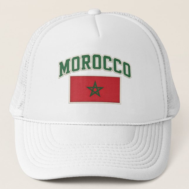 Morocco Patriotic Flag Embroidered Hat (Front)