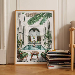 Morocco Print Morocco Illustration Moroccan Riad 