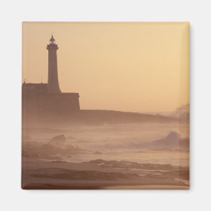 Morocco, Rabat, Lighthouse at sunset with Magnet