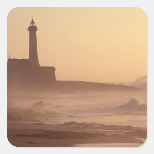 Morocco, Rabat, Lighthouse at sunset with Square Sticker (Front)