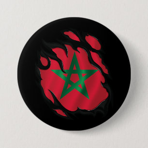 Morocco Ripped Flag 7.5 Cm Round Badge
