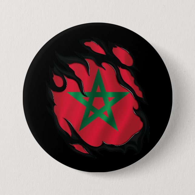 Morocco Ripped Flag 7.5 Cm Round Badge (Front)