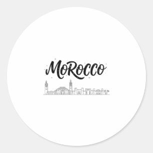 Morocco Skyline Travel Vacation Outfits Classic Round Sticker