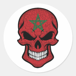Morocco Smiling Skull Flag Classic Round Sticker