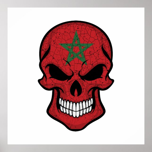Morocco Smiling Skull Flag Poster (Front)