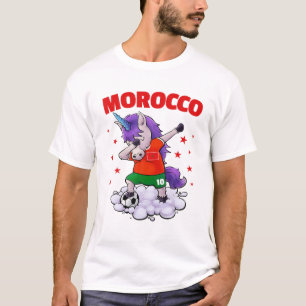 Morocco Soccer Dabbing Unicorn Moroccan Football F T-Shirt