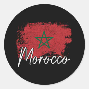 Morocco soccer lover gift Maroc Flag Morocco Moroc Classic Round Sticker