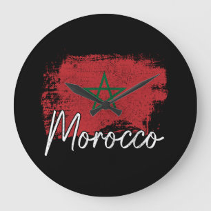 Morocco soccer lover gift Maroc Flag Morocco Moroc Large Clock