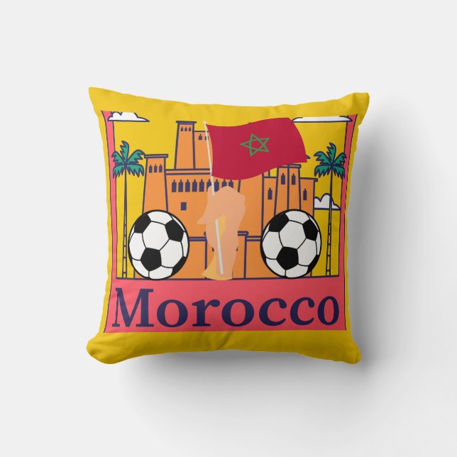 Morocco Soccer Player Graphic Cushion (Front)