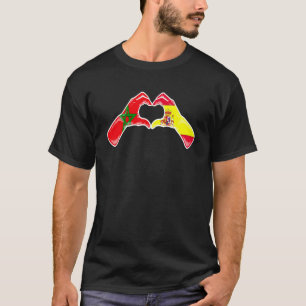 Morocco Spain Flag - Moroccan Spanish Heart T-Shirt