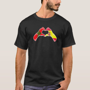 Morocco Spain Flag Moroccan Spanish Heart T-Shirt