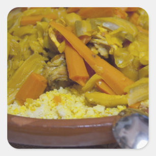 Morocco, Tetouan. Traditional Moroccan meal of Square Sticker