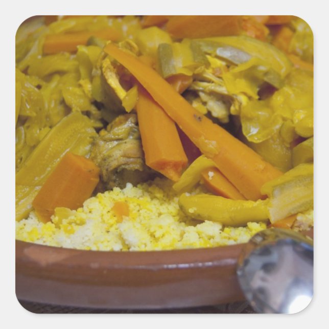 Morocco, Tetouan. Traditional Moroccan meal of Square Sticker (Front)