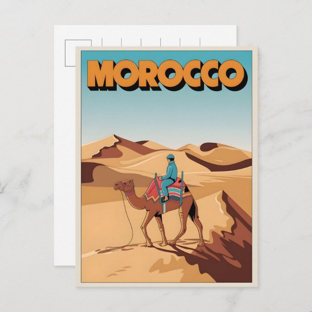 Morocco travel postcard desert camel trip gift (Front/Back)