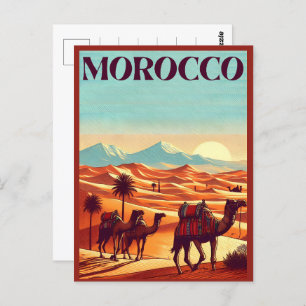 morocco travel postcard with camels in desert gift