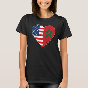 Morocco US Flag American Moroccan Love Morocco Moo T-Shirt