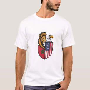 Morocco USA Unity Shield - Lion & Eagle  T-Shirt