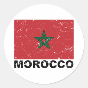 Morocco Vintage Flag Classic Round Sticker