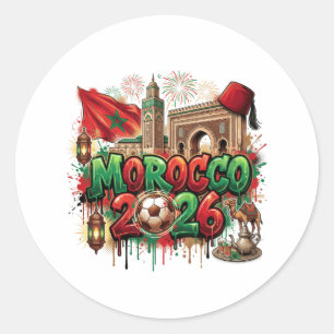 Morocco Vintage Flag Moroccan African Classic Round Sticker