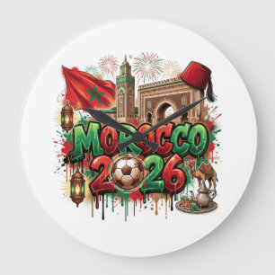 Morocco Vintage Flag Moroccan African Large Clock