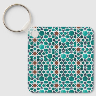 Moroccon Art Button Square Key Chain