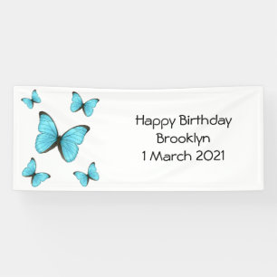 Morpho butterflies cartoon illustration banner