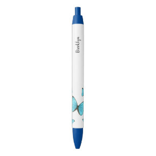 Morpho butterflies cartoon illustration  black ink pen