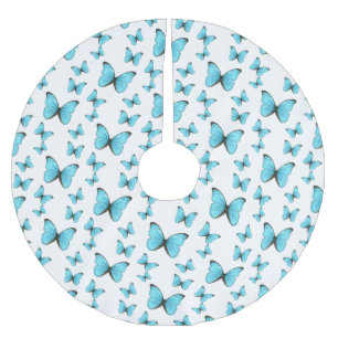 Morpho butterflies cartoon illustration brushed polyester tree skirt