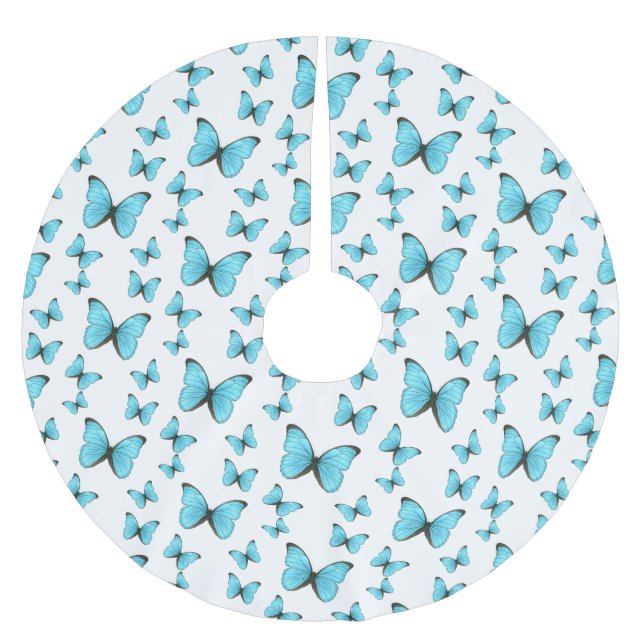 Morpho butterflies cartoon illustration  brushed polyester tree skirt (Front)