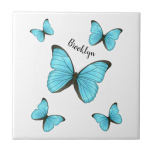 Morpho butterflies cartoon illustration ceramic tile