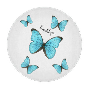 Morpho butterflies cartoon illustration  cutting board