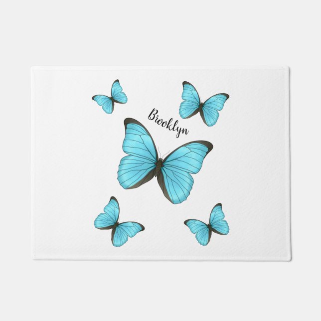 Morpho butterflies cartoon illustration  doormat (Front)
