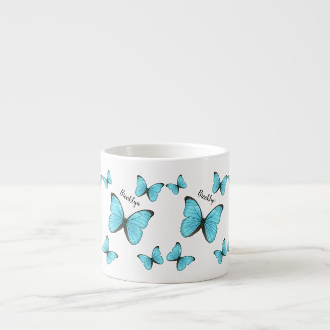 Morpho butterflies cartoon illustration espresso cup (Front)