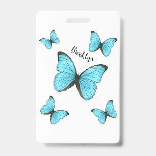 Morpho butterflies cartoon illustration  ID badge
